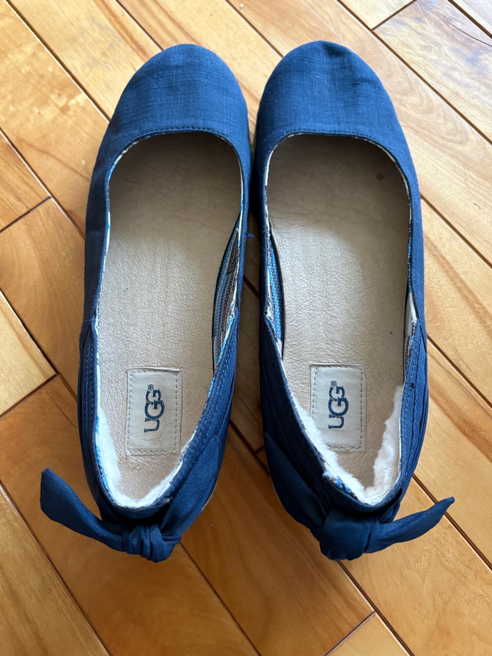 UGG Navy Bow Slip-On Ballet Flats